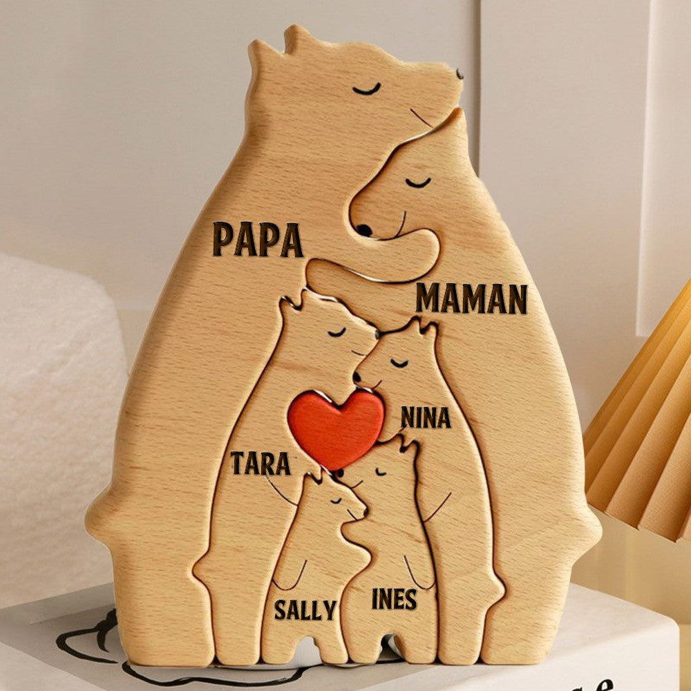 Casse-tête Personnalisé en Bois avec Noms de Famille de Loups
