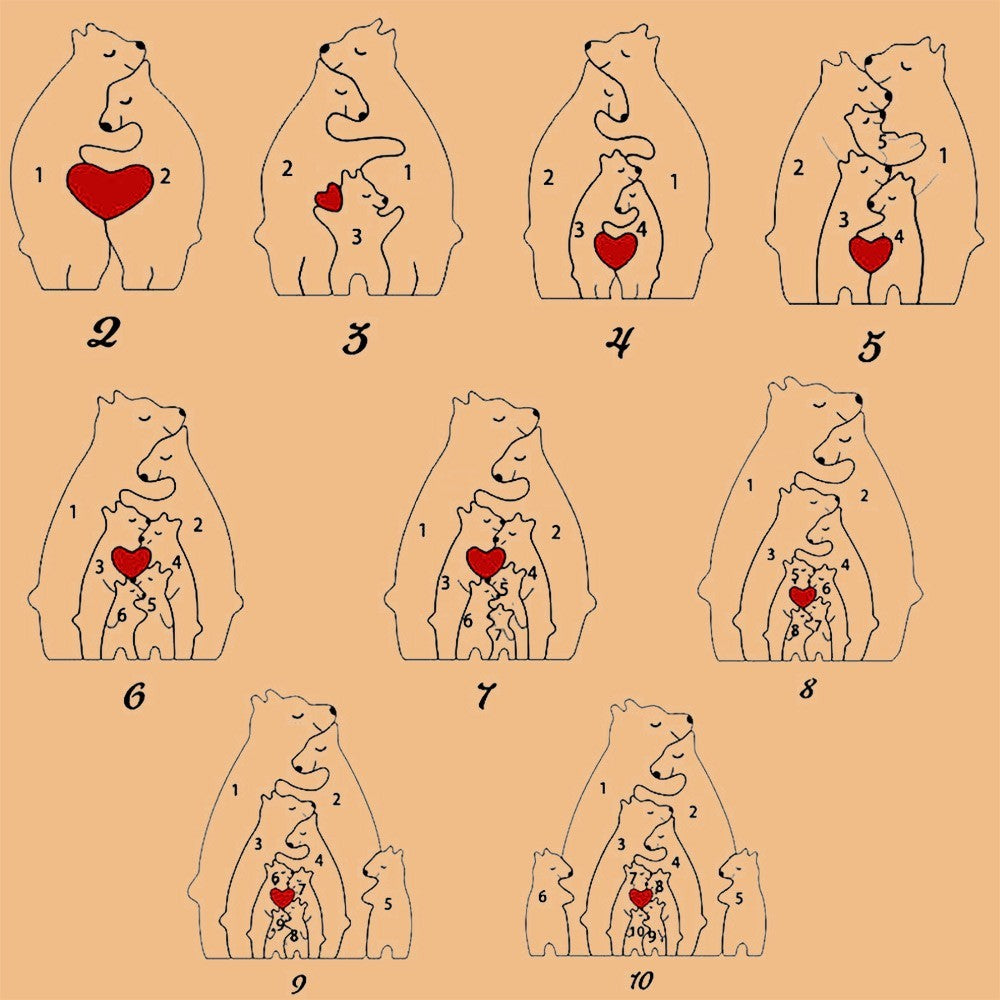 Casse-tête Personnalisé en Bois avec Noms de Famille de Loups